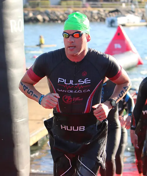 Tim Robertson training at IRONMAN 70.3 Oceanside triathlon